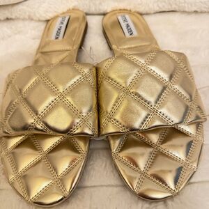 Steve Madden Metallic Gold Quilted Slide Mules